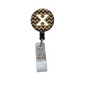 Carolines Treasures Letter x Chevron Navy Blue and Gold Retractable Badge Reel CJ1057-XBR